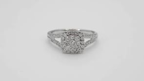 Fairytale Diamonds 1/2 ct. tw. Cushion Cluster Diamond Ring with Split Shank in 10K White Gold clasp detail