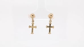 Dangle Cross Post Earrings in 14K Yellow Gold front view