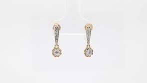 1/3 ct. tw. Diamond Drop Earrings with Scalloped Halo in 10K Yellow Gold front view