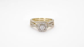 True Promise 5/8 ct. tw. Round Brilliant Diamond Halo Wedding Set in 10K Yellow Gold side profile