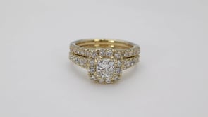 Noventa 2 ct. tw. Princess Cut Diamond Halo Wedding Set in 14K Yellow Gold side profile
