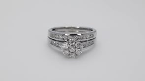 Fairytale 1 ct. tw. Diamond Cluster Wedding Set in 10K White Gold front view