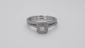 True Promise 5/8 ct. tw. Princess Cut Diamond Wedding Set in 10K White Gold front view