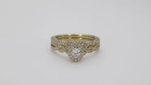Amaura 5/8 ct. tw. Oval Diamond Halo Infinity Band Wedding Set in 10K Yellow Gold front view