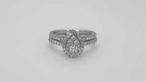 Adamante 1 ct. tw. Lab-Grown Diamond Pear Shaped Halo Wedding Set in 10K White Gold front view