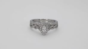 Amaura 5/8 ct. tw. Marquise Diamond Halo Infinity Band Wedding Set in 10K White Gold front view