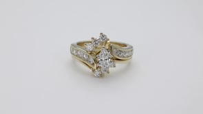Natural 1-1/2 ct. tw. Marquise Diamond Wedding Set in 14K Yellow Gold front view