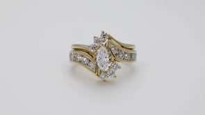 Timeless 2 ct. tw. Marquise Diamond Wedding Set in 14K Yellow Gold front view