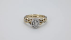 True Promise 1/4 ct. tw. Oval Composite Wedding Set in 10K White and Yellow Gold front view