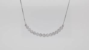 1/2 ct. tw. Round Brilliant Curved Diamond Bar Necklace in 10K White Gold close-up detail