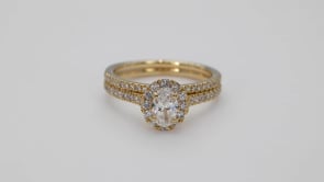 Natural 1 ct. tw. Oval Halo Diamond Wedding Set in 14K Yellow Gold full view