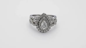 Amaura 1-1/2 ct. tw. Pear Diamond Double Halo Infinity Band Wedding Set in 14K White Gold side profile