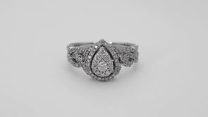Fairytale Diamonds 1 ct. tw. Diamond Pear-Shaped Cluster Twist Wedding Set in 10K White Gold close-up detail