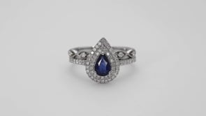 Love in Color Genuine Pear Shape Sapphire & 1/2 ct. tw. Diamond Wedding Set in 14K White Gold full view
