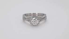 Adamante 1-1/2 ct. tw. Lab-Grown Round Brilliant Diamond Wedding Set in 14K White and Pink Gold front view