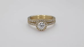 Noventa 1-1/4 ct. tw. Round Brilliant Diamond Halo Wedding Set in 14K Yellow Gold side profile