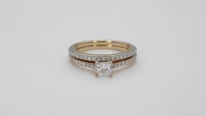 Noventa 1 ct. tw. Princess Cut Diamond Wedding Set in 14K Yellow Gold front view