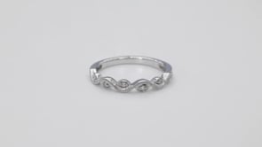 Perfect Match .05 ct. tw. Round Diamond Stackable Anniversary Ring with Filigree Design in 10K White Gold close-up detail