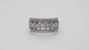 9/10 ct. tw. Diamond Fashion Ring with Infinity Style Center and Milgrain Border Design in 14K White Gold front view