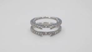 1 ct. tw. Round Diamond French V Split Wedding Ring Enhancer in 14K White Gold close-up detail