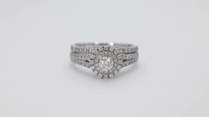 Amaura Collection 1/3 ct. and 5/8 ct. Round Brilliant Wedding Set with Double Halo in 14K White Gold side profile