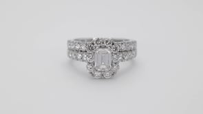 Adamante 3 ct. tw. Lab-Grown Emerald Cut Diamond Halo Wedding Set in 14K White Gold side profile