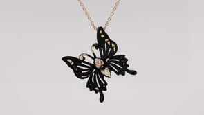 Black Hills Gold Black Powder Coated Butterfly Pendant front view