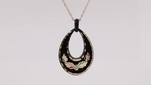 Black Hills Gold Teardrop Black Powder Coated Pendant front view