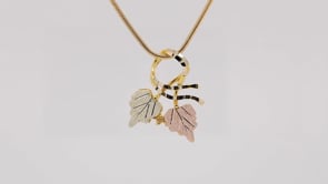 Black Hills Gold Double Leaf & Vine Slide Pendant in 10K Yellow Gold front view