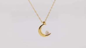 Black Hills Gold Crescent Moon Pendant with Pink & Green Heart Leaf in 10K Yellow Gold front view