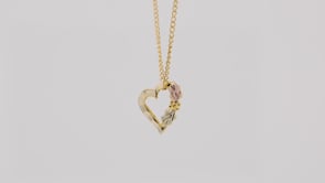 Black Hills Gold Diamond Cut Grape Cluster & Leaf Heart Pendant in 10K Yellow Gold front view