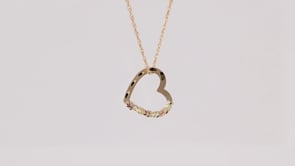 Black Hills Gold Diamond Cut Green & Pink Leaf Heart Pendant in 10K Yellow Gold front view