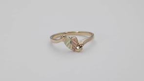 Black Hills Gold Two-Tone Heart Leaf Bypass Ring in 10K Yellow Gold close-up detail