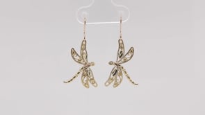 Black Hills Gold Milgrain Dragonfly Dangle Earrings in 10K Yellow Gold front view