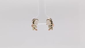 Black Hills Gold Pear Opal & Leaf Branch Earrings in 10K Yellow Gold front view