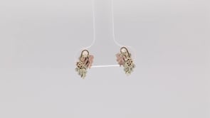 Black Hills Gold Double Leaf & Grape Earrings in 10K Yellow Gold close-up detail