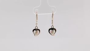 Black Hills Gold Heart & Two-Tone Leaf Dangle Earrings in 10K Yellow Gold close-up detail