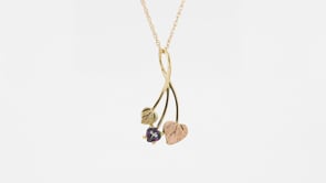 Black Hills Gold Heart Mystic Fire Topaz & Double Leaf Pendant in 10K Yellow Gold side profile