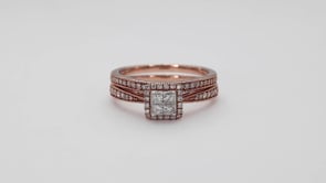 Fairytale Diamonds 3/8 ct. tw Diamond Quad Halo Wedding Set with Milgrain Detailing in 10K Pink Gold full view