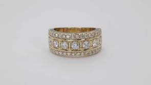 Adamante 1-1/2 ct. tw. Lab-Grown Diamond Multi-Row Anniversary Ring in 14K Yellow Gold close-up detail