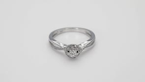 Canadian Rocks 1/5 ct. tw. Round Brilliant Diamond Halo Engagement Ring in 14K White Gold front view
