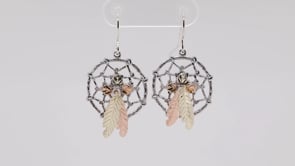 Black Hills Gold Dreamcatcher Dangle Earrings in Sterling Silver close-up detail