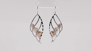 Black Hills Gold Triple Teardrop Dangle Earrings with Center Leaves in Sterling Silver front view