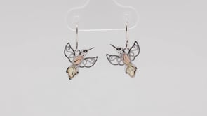 Black Hills Gold Milgrain Hummingbird Dangle Earrings in Sterling Silver front view