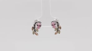 Black Hills Gold Pear Pink Cubic Zirconia Hanging Vine Earrings in Sterling Silver front view