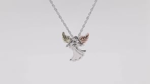 Black Hills Gold Leaf Winged Angel Pendant in Sterling Silver front view