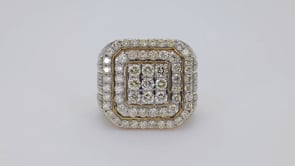 Diamond 5 ct. tw. Cluster Square Ring in 10K Yellow Gold close-up detail