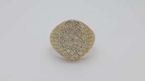 5 ct. tw. Diamond Cluster Oval Ring in 10K Yellow Gold close-up detail