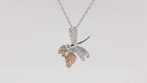 Black Hills Gold Dragonfly Pendant in Sterling Silver front view