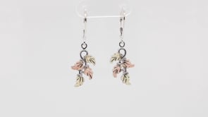 Black Hills Gold Grapevine & Leaf Dangle Earrings in Sterling Silver front view